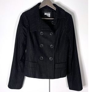 Franco Mirabelli Wool Black Pin Stripe Blazer Sz 6